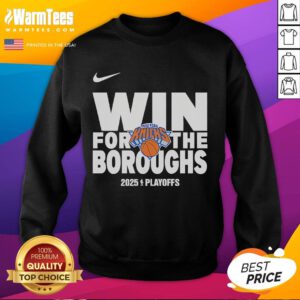 Good New York Knicks Win for the Boroughs 2025 Playoffs sweatshirt design featuring team colors and logo.