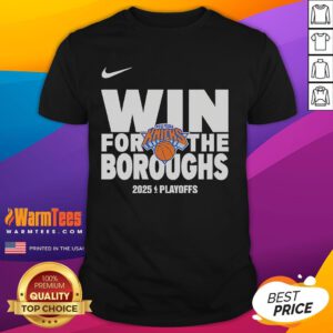 Good New York Knicks Win for the Boroughs 2025 Playoffs T-Shirt featuring vibrant team colors and bold graphics.