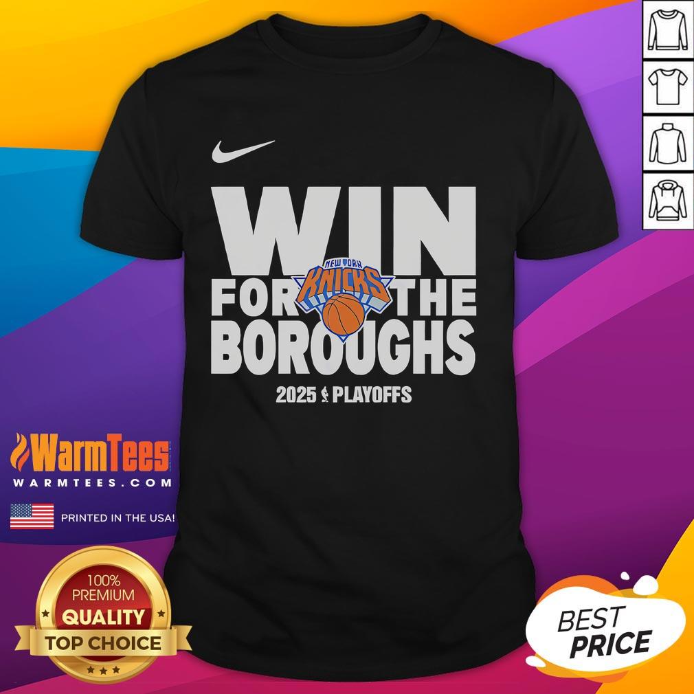 Good New York Knicks Win for the Boroughs 2025 Playoffs T-Shirt featuring vibrant team colors and bold graphics.