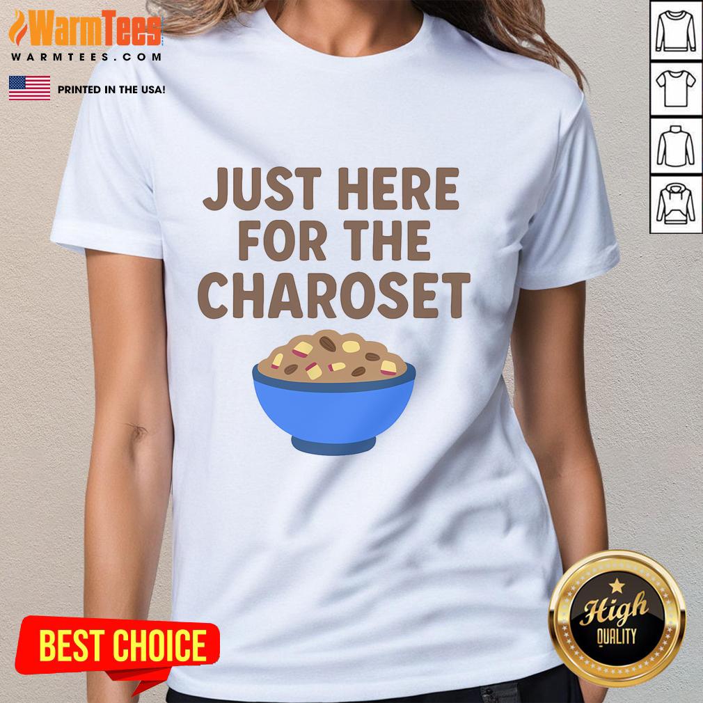 Delicious Passover dessert Charoset served on a plate, perfect for Jewish food lovers, featuring a stylish ladies tee design.