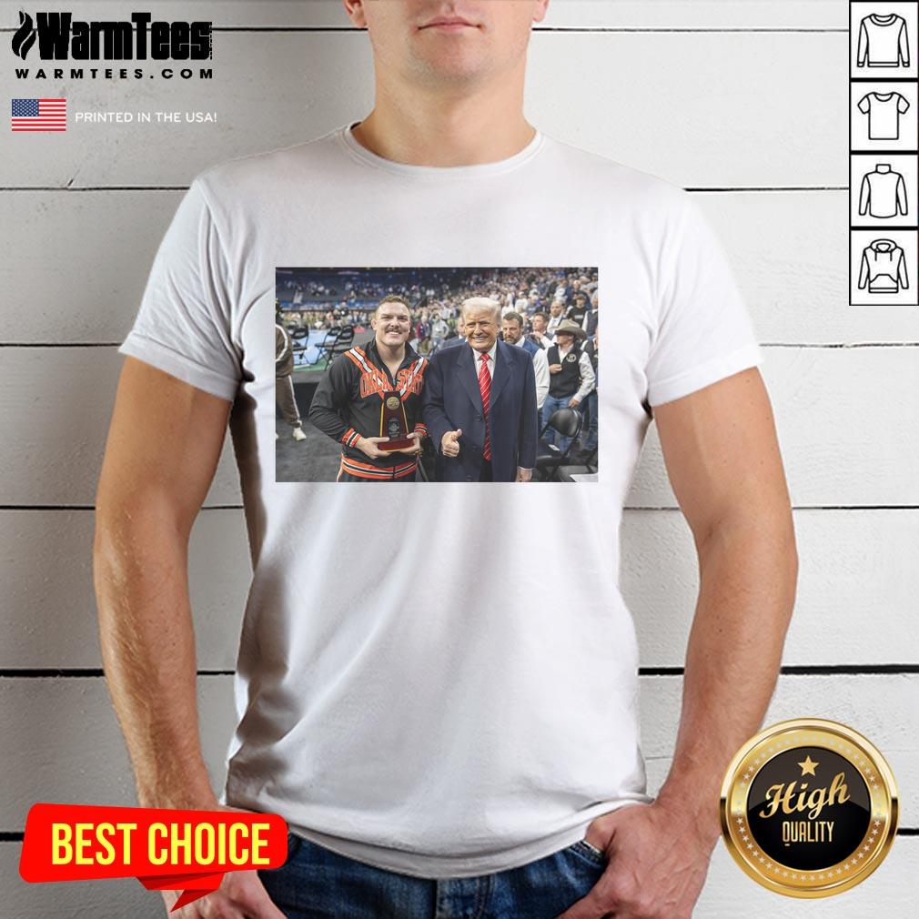 Hot Best Boss In The Business Wyatt Hendrickson Donald Trump USA Wrestling Legend T-Shirt design featuring bold graphics.
