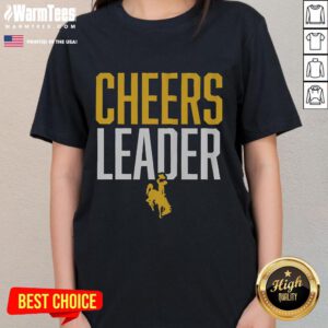 Wyoming Cowboys cheerleader ladies in stylish tees, showcasing team spirit and school pride at a game event.