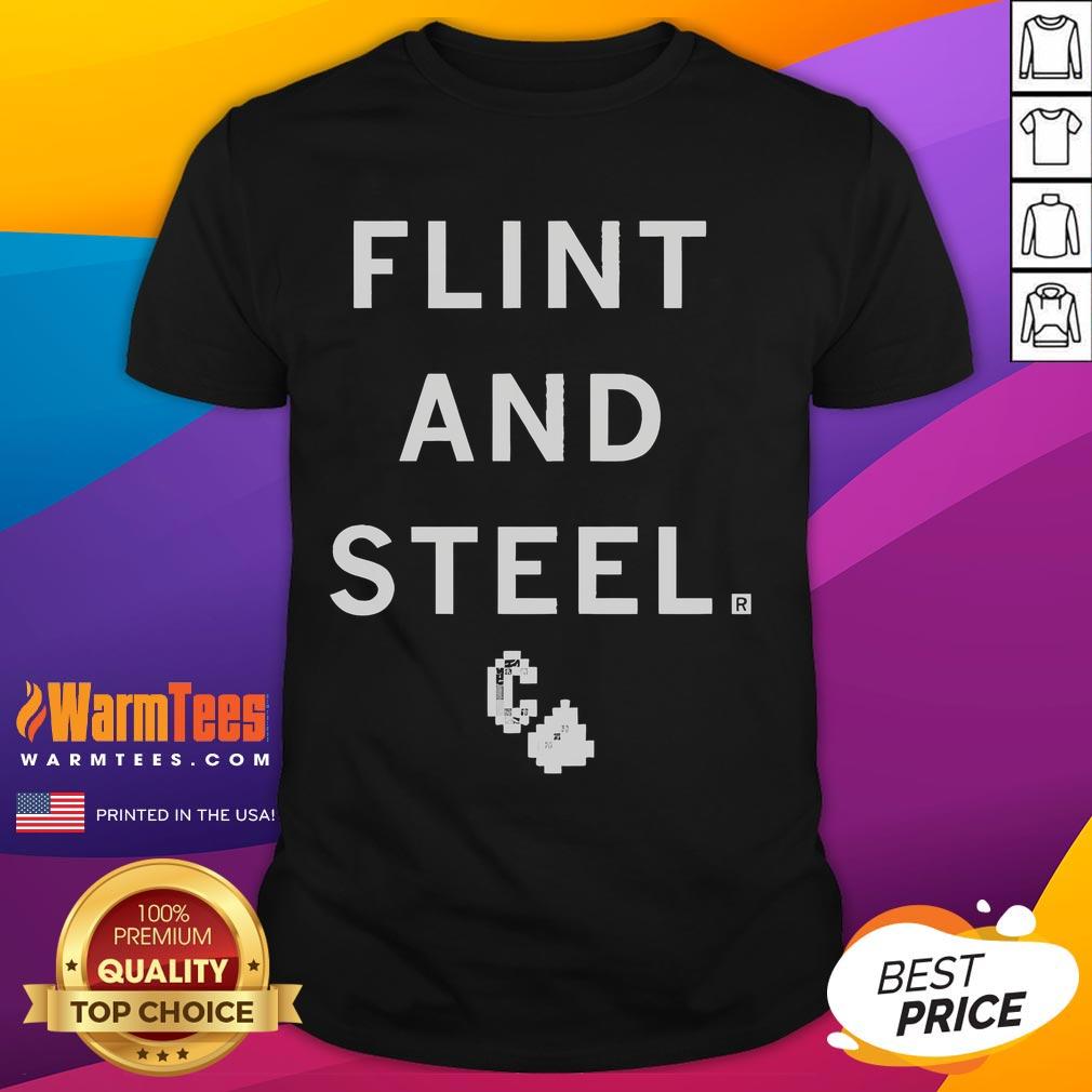 Official Flint And Steel T-Shirt featuring a bold design, perfect for fans of outdoor adventures and rugged style.