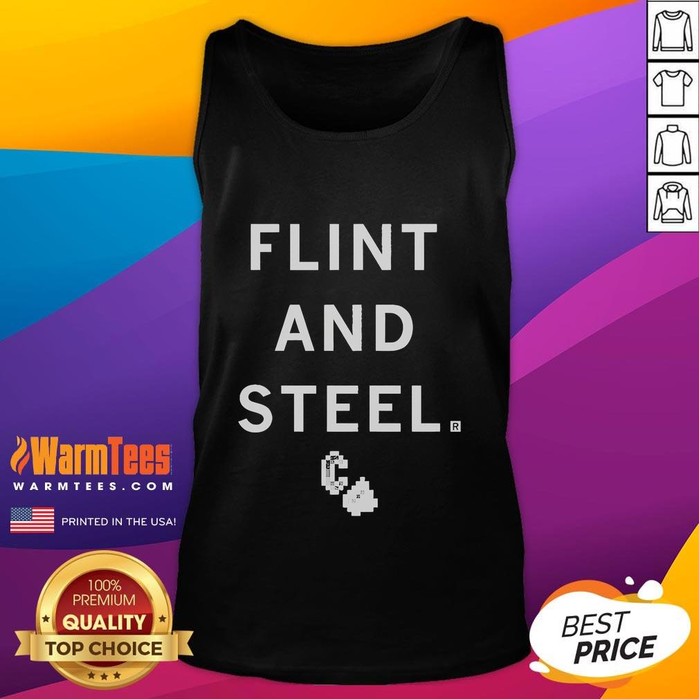 Official Flint and Steel tank top featuring a stylish design, perfect for summer wear and showcasing bold graphics.