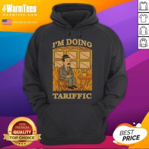 Official I'm Doing Tariffic This Is Fine Meme Hoodie featuring a playful design and vibrant colors for meme lovers.
