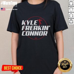 Official Kyle Freakin Connor Ladies Tee featuring stylish design and vibrant colors for fans of hockey and sports apparel.