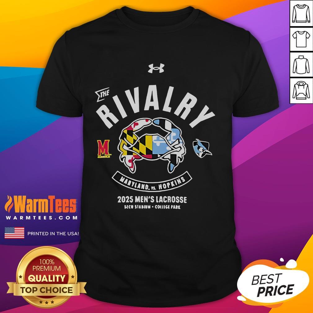 Official Maryland Terrapins vs Johns Hopkins Blue Jays 2025 rivalry performance t-shirt featuring team logos and vibrant design.