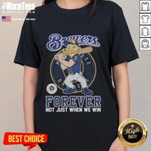 Official Milwaukee Brewers Forever tee for ladies featuring team mascot design, perfect for fans celebrating every game.