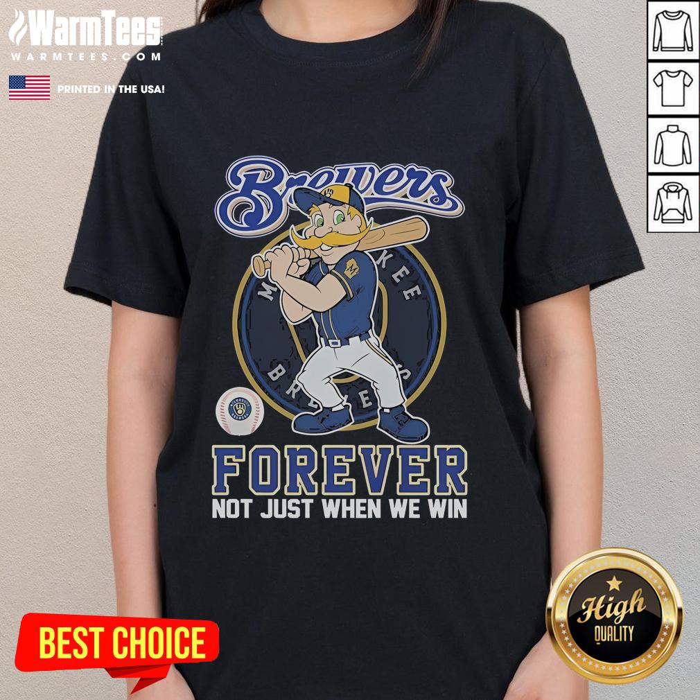 Official Milwaukee Brewers Forever tee for ladies featuring team mascot design, perfect for fans celebrating every game.