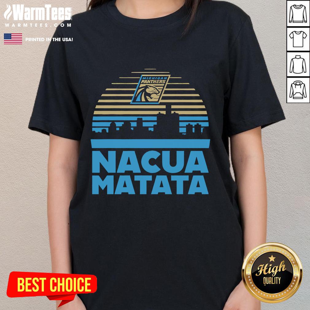 Official Nacua Matata Michigan Panthers Ladies Tee featuring vibrant team colors and logo, perfect for fans.