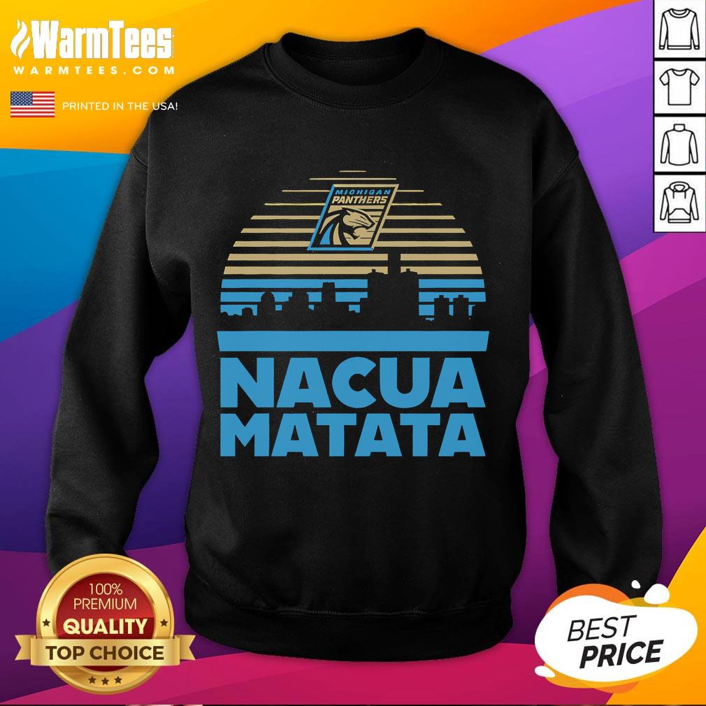 Official Nacua Matata Michigan Panthers sweatshirt in black, featuring the team's logo and stylish design for fans.