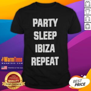 Official Party Sleep Ibiza Repeat T-Shirt in vibrant colors, perfect for summer festivals and beach parties.