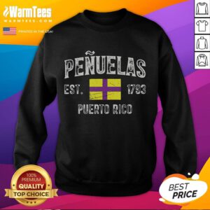Official Penuelas City sweatshirt featuring the Puerto Rico flag, established in 1793, showcasing vibrant colors and design.