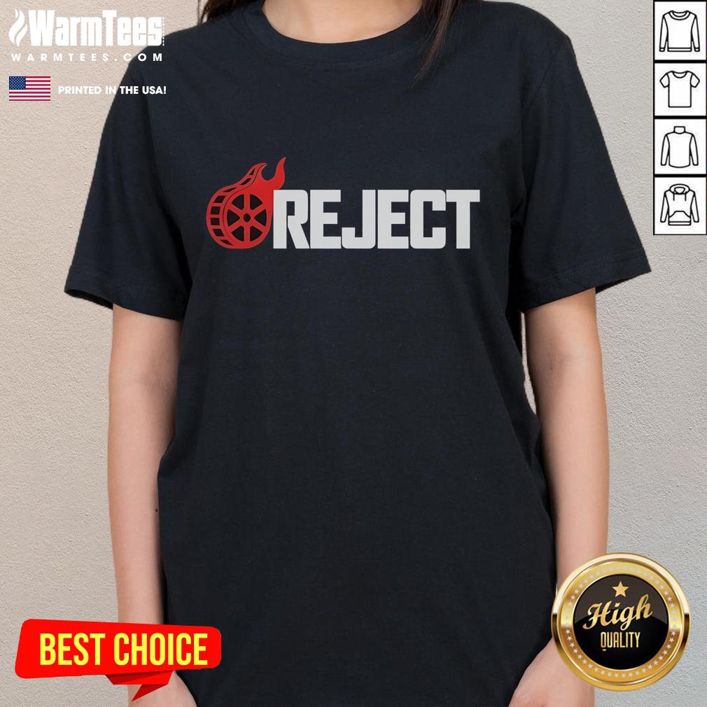 Official The Reel Rejects flaming logo ladies tee in vibrant colors, perfect for fans of The Reel Rejects.