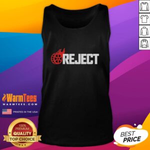 Alt Text: Official The Reel Rejects flaming logo tank top featuring bold design and vibrant colors for fans.