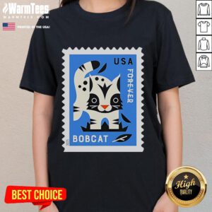 Official USA Bobcat Stamp Ladies Tee featuring a stylish design and vibrant colors, perfect for casual wear.