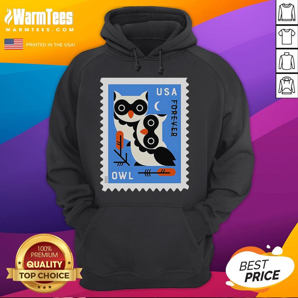 Official USA Owl Stamp Hoodie featuring a vibrant owl design and comfortable fit, perfect for casual wear.