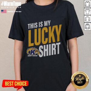 Alt Text: Premium Kent State Golden Flashes 'This Is My Lucky' ladies tee in vibrant colors, perfect for fans and casual wear.