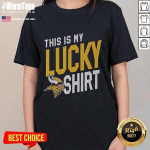 Premium Minnesota Vikings This Is My Lucky Ladies Tee in purple, perfect for female fans on game day.