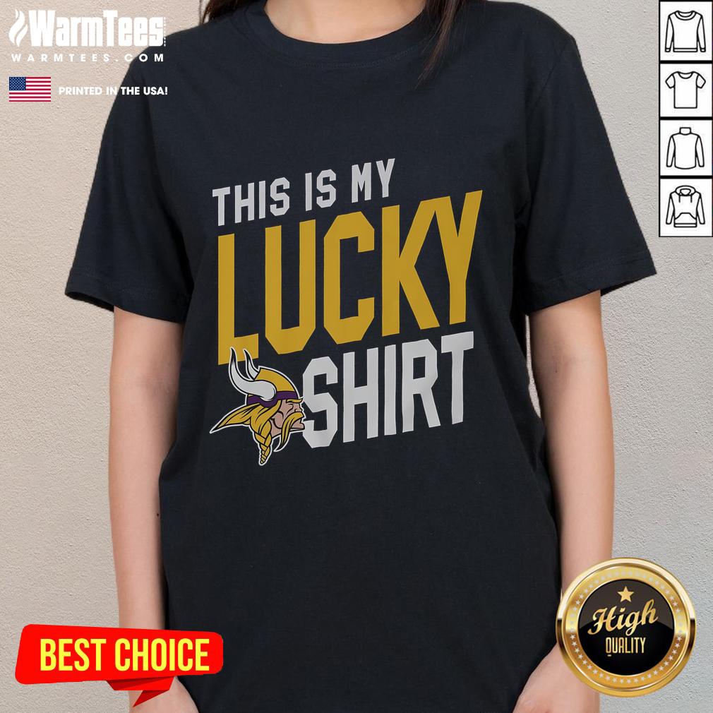 Premium Minnesota Vikings This Is My Lucky Ladies Tee in purple, perfect for female fans on game day.