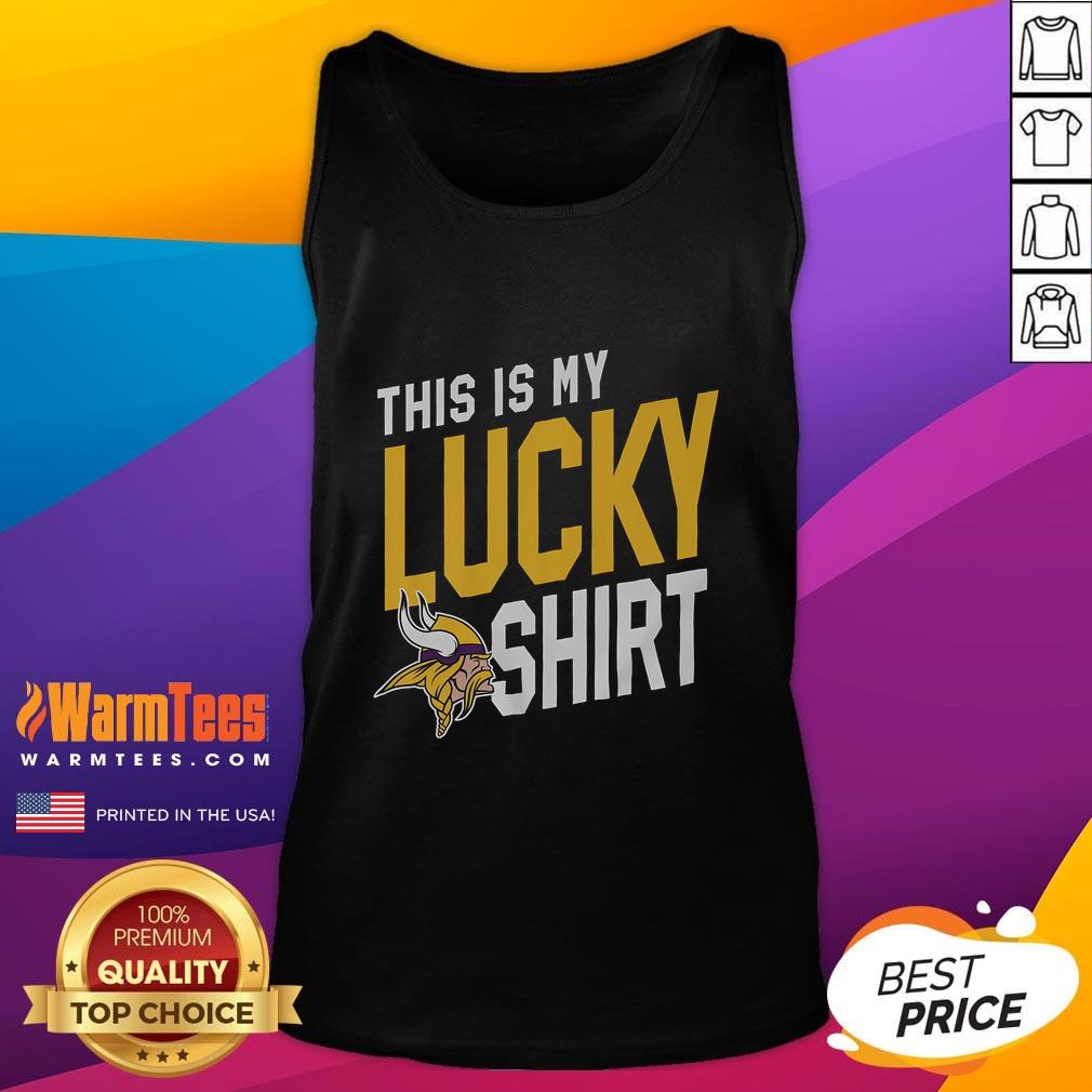 Alt Text: Premium Minnesota Vikings This Is My Lucky Tank Top featuring team colors and logo, perfect for game day.