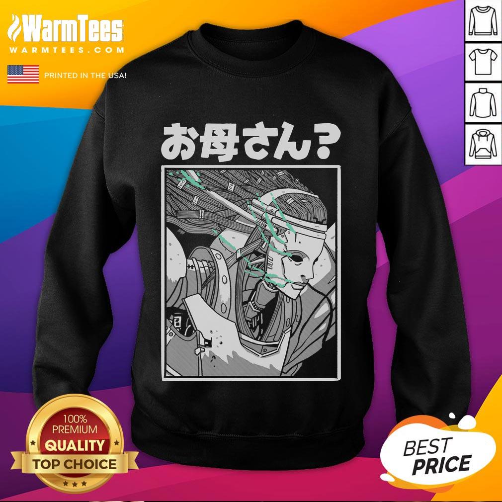 Alt Text: Premium Okaasan Mother Manga Robot Sweatshirt featuring a unique anime design, perfect for manga and anime fans.