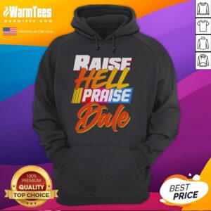 Premium Raise Hell Praise Dale 2025 Hoodie in black, featuring bold graphics and a comfortable fit for fans of Dale Earnhardt.