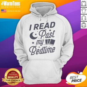 Cozy hoodie featuring 'I Read Past My Bedtime' design, perfect for book lovers and nighttime reading enthusiasts.