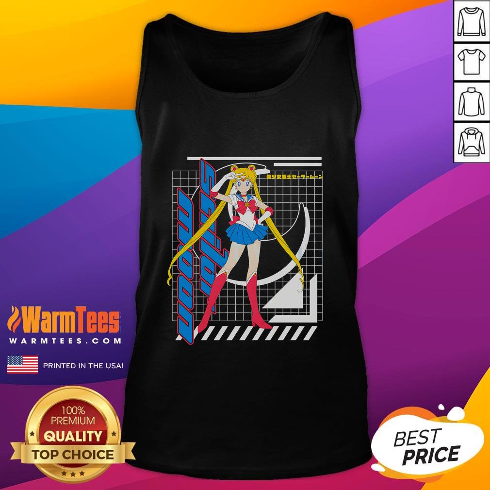 Pretty Sailor Moon Usagi Tsukino anime girl in a retro tank top, showcasing vibrant colors and iconic character design.