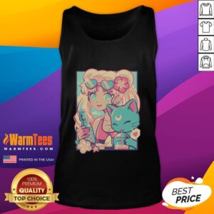 Pretty Usagi Tsukino from Sailor Moon on a magic summer tank top, perfect for fans of anime and stylish summer wear.