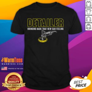 Top Detailer Bringing Back That New Car Feeling Auto Detailing T-Shirt design featuring a sleek car graphic and vibrant colors.