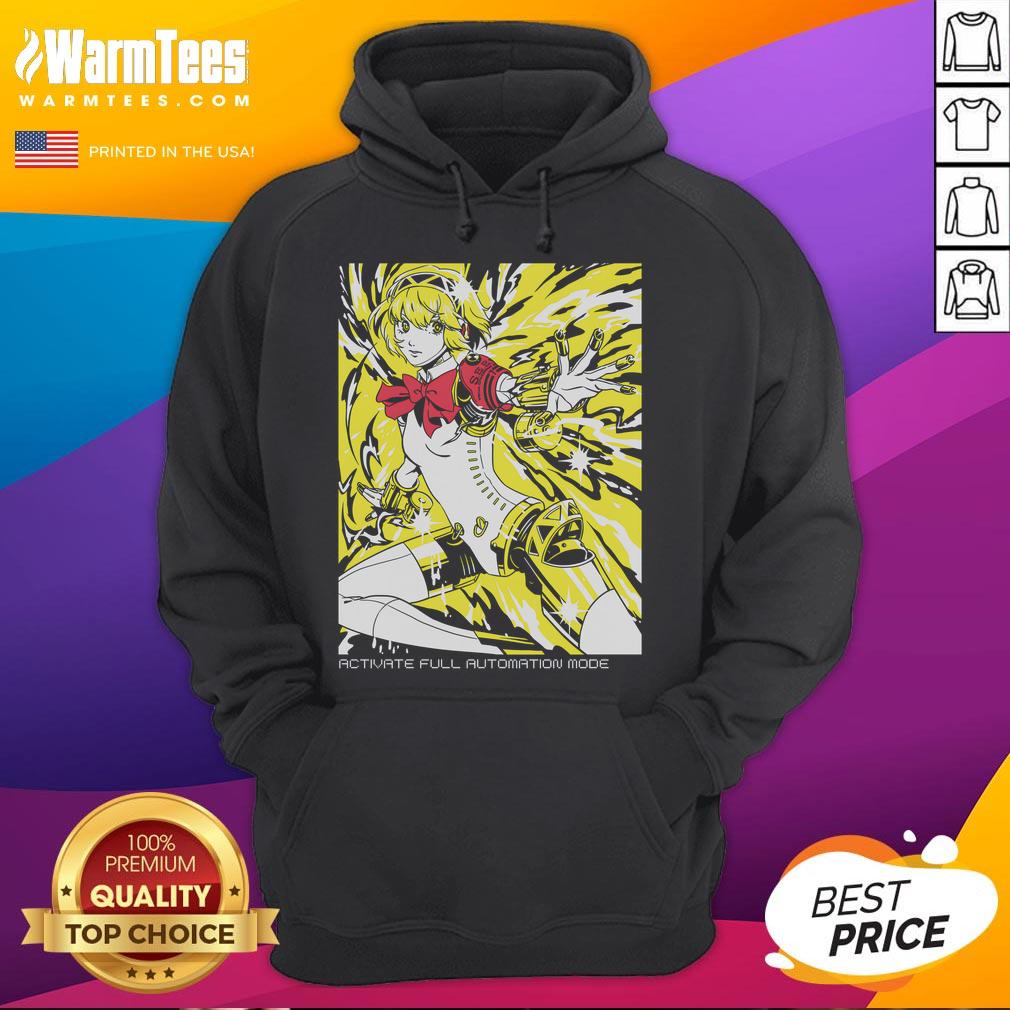 Alt Text: Awesome Aigis Persona 3 hoodie featuring full automation mode design, perfect for fans of the game.
