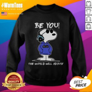 Awesome Be You Snoopy sweatshirt featuring a colorful design, perfect for casual wear and expressing individuality.