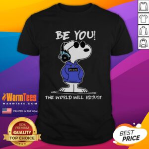 Awesome Be You The World Will Adjust Snoopy T-Shirt featuring a colorful Snoopy graphic on a stylish tee.