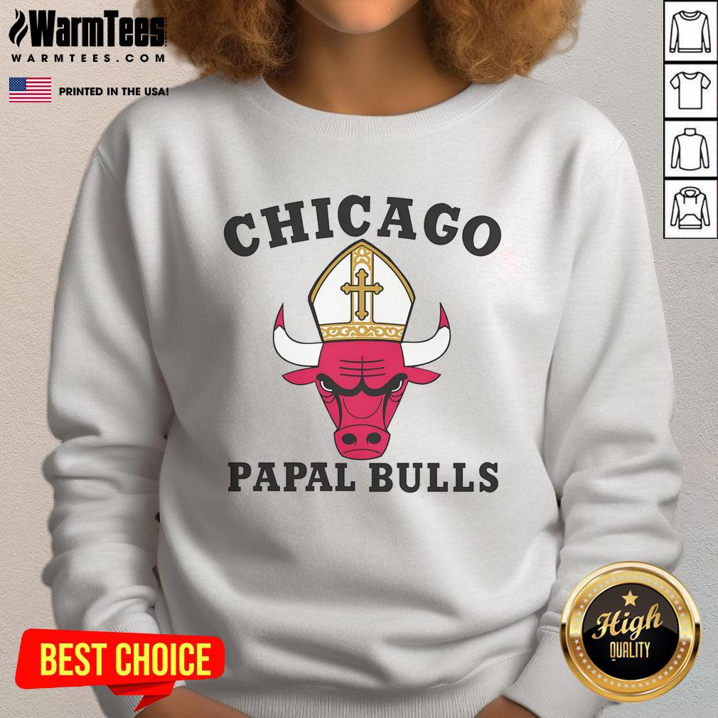 Awesome Chicago Papal Bulls sweatshirt featuring bold graphics, perfect for fans and stylish streetwear.