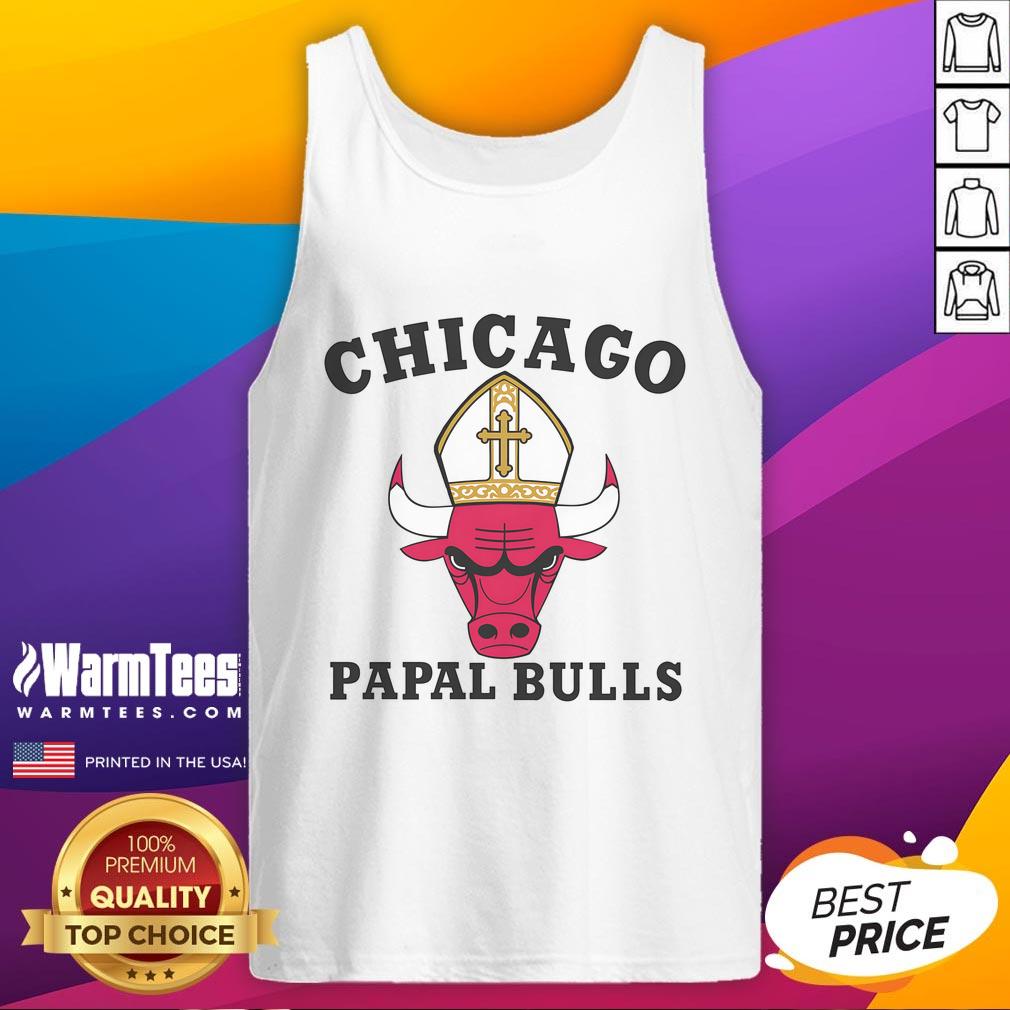 Alt Text: Stylish Awesome Chicago Papal Bulls Tank Top featuring bold graphics, perfect for summer sports and casual wear.