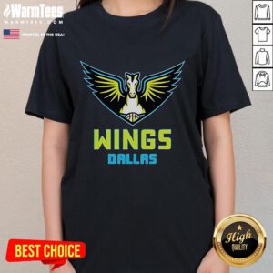Awesome Dallas Wings logo on a ladies tee featuring Paige, perfect for fans and showcasing team spirit.