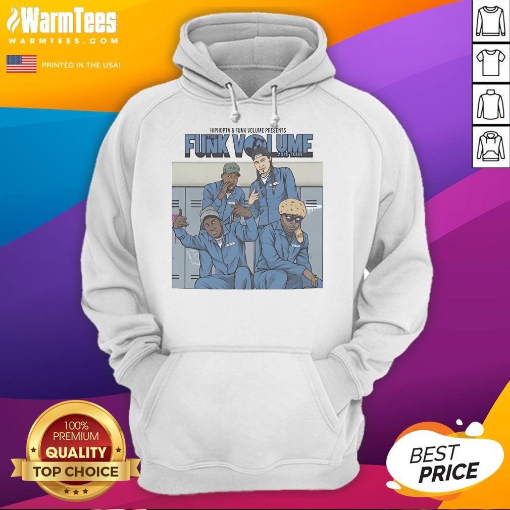 Alt Text: Awesome Funk Volume 2015 Tour Hoodie featuring vibrant colors and stylish design for fans of the funk music genre.