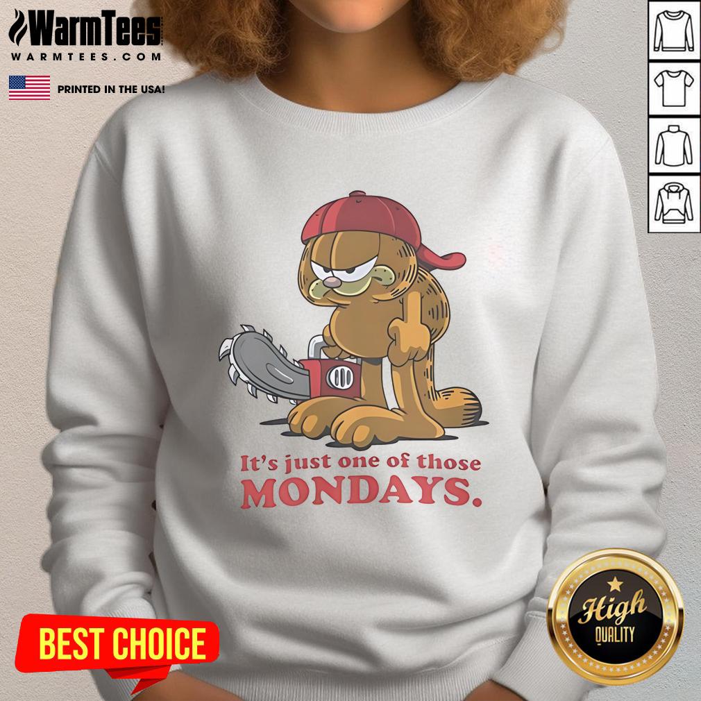 Awesome Garfield and Limp Bizkit 'It's Just One of Those Mondays' sweatshirt featuring vibrant graphics and bold design.