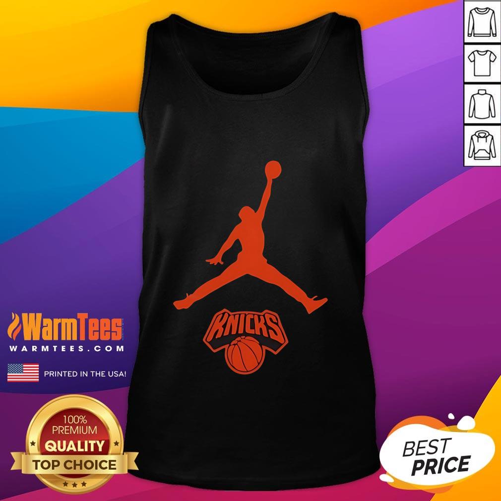 Awesome Jordan New York Knicks basketball NBA playoffs 2025 tank top featuring vibrant team colors and logo design.