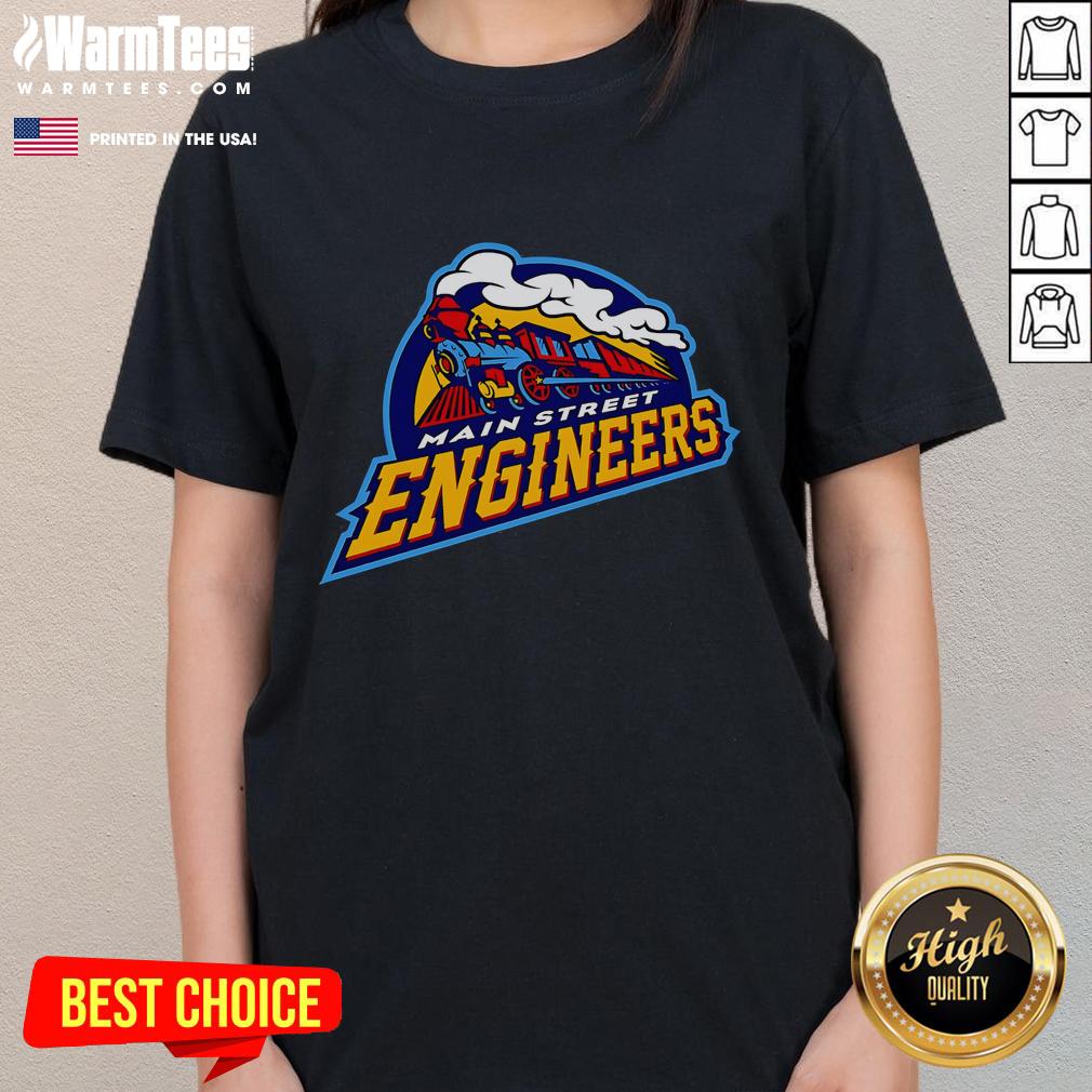 Awesome Main Street Engineers Train Ladies Tee featuring a stylish design for train enthusiasts and casual wear.