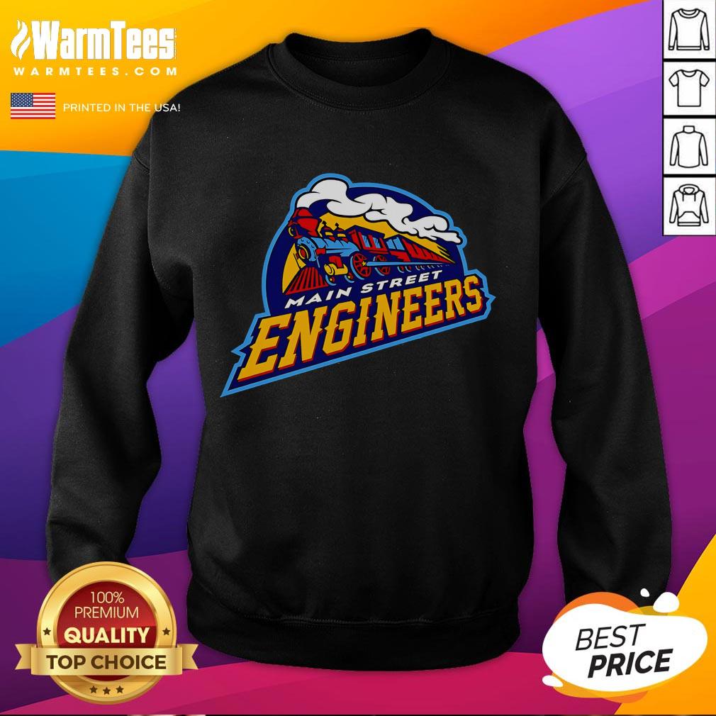 Awesome Main Street Engineers Train Sweatshirt featuring a vibrant train design, perfect for train enthusiasts and casual wear.