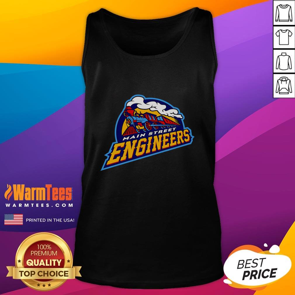 Awesome Main Street Engineers Train Tank Top featuring a vibrant train graphic on a stylish, comfortable tank top.