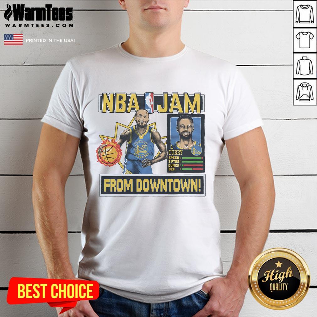 Awesome NBA Jam Warriors Stephen Curry T-Shirt featuring vibrant graphics and a comfortable fit for fans and players.