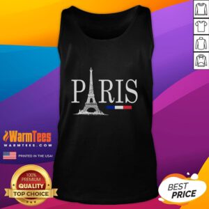Stylish tank top featuring the Eiffel Tower and France flag logo, perfect for Paris lovers and summer fashion enthusiasts.