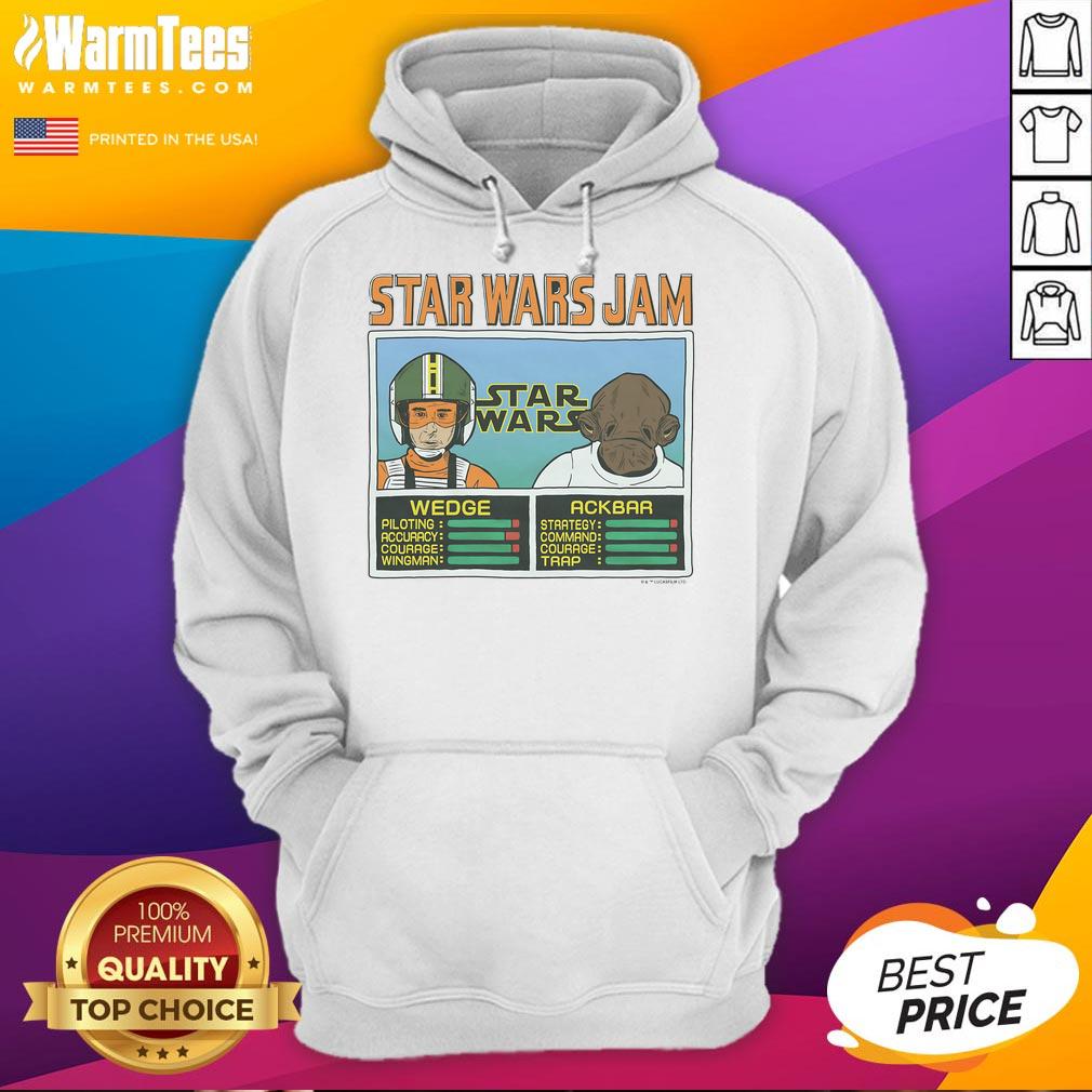 Alt Text: Awesome Star Wars Jam Wedge and Ackbar hoodie featuring vibrant graphics and a cozy fit for fans.