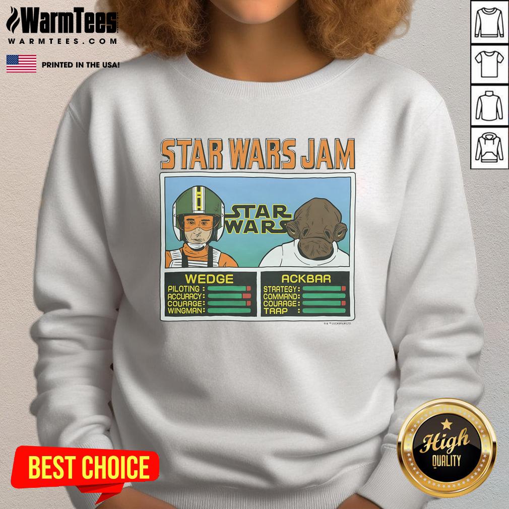 Awesome Star Wars Jam Wedge and Ackbar sweatshirt featuring iconic characters and vibrant design for fans.