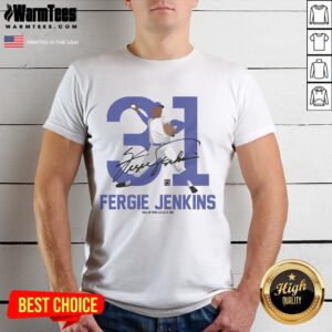 Alt Text: Awesome Teambrown Fergie Jenkins Baseball Hall Of Fame Member Signature T-Shirt featuring a bold design and autograph.
