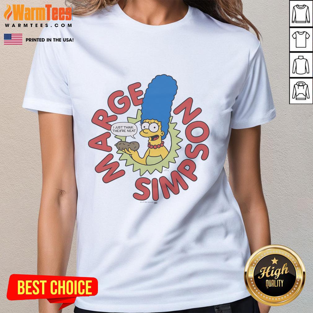 Awesome Marge Simpson tee featuring 'I Just Think They're Neat' design, perfect for fans of The Simpsons.
