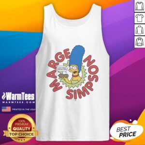 Alt Text: Marge Simpson wearing an 'I Just Think They're Neat' tank top, showcasing her iconic style from The Simpsons.